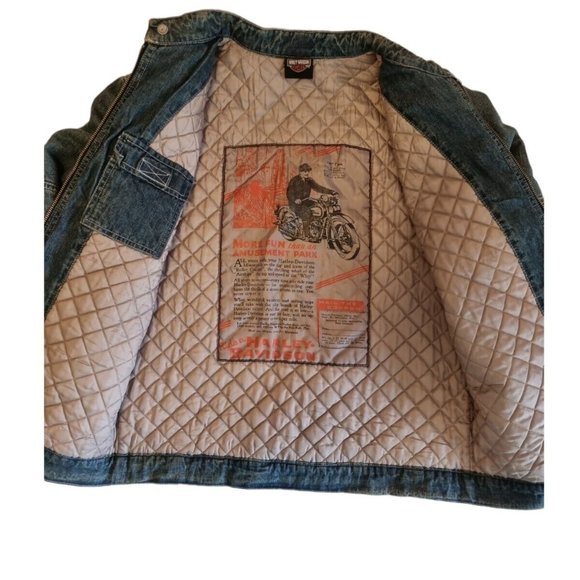 Women's Large L Harley-Davidson Quilted Denim Jacket - Picture 8 of 11